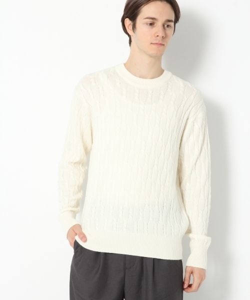 GLOBAL WORK（グローバルワーク）の「7ゲージCNWケーブルニットプルオーバー/767750（ニット/セーター・メンズ・ホワイト/ネイビー/レッド/イエロー/ブラック/グレー・LARGE/MEDIUM/SMALL/X-LARGE）」の16枚目の写真