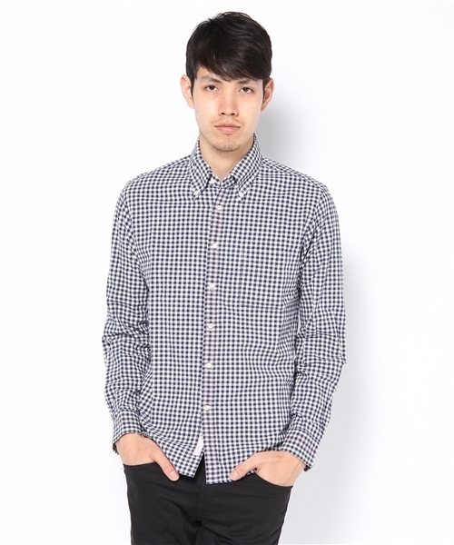 BEAMS LIGHTS Men's（ビームスライツ メンズ）の「△BEAMS LIGHTS / ラインギンガムチェックボタンダウンシャツ（シャツ/ブラウス・メンズ・グレー/ネイビー・SMALL/MEDIUM/LARGE/X-LARGE）」の2枚目の写真