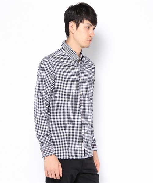 BEAMS LIGHTS Men's（ビームスライツ メンズ）の「△BEAMS LIGHTS / ラインギンガムチェックボタンダウンシャツ（シャツ/ブラウス・メンズ・グレー/ネイビー・SMALL/MEDIUM/LARGE/X-LARGE）」の3枚目の写真