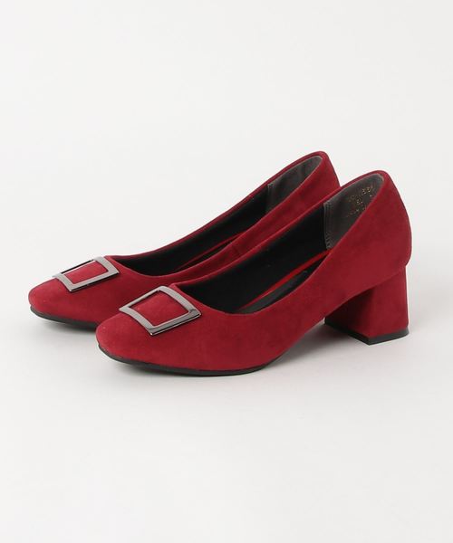 GeeRA(ジーラ)の「バックル付スクエアトゥパンプス(パンプス・レディース・ブラック/ワイン・SMALL/MEDIUM/X-LARGE/LARGE)」の1枚目の写真