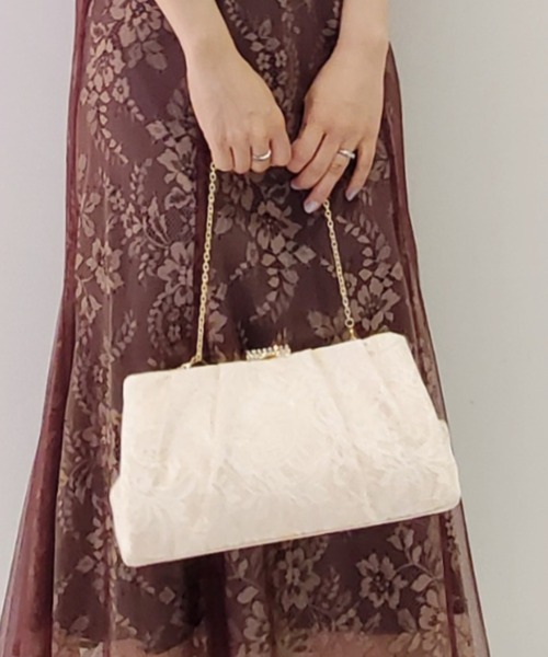 Cupid Heart（キューピッドハート）の「【Cupid Heart】結婚式バッグ レース×オーガンジーバッグ（クラッチバッグ・レディース・ブラック/ベージュ/シルバー系その他・MEDIUM）」の16枚目の写真