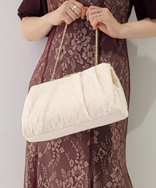 Cupid Heart（キューピッドハート）の「【Cupid Heart】結婚式バッグ レース×オーガンジーバッグ（クラッチバッグ・レディース・ブラック/ベージュ/シルバー系その他・MEDIUM）」の17枚目の写真