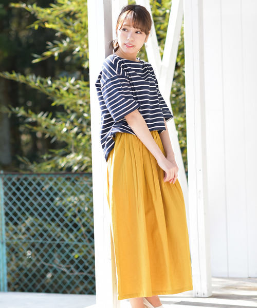 rps(アールピーエス)の「ヘビーコットンボートネックゆるT(Tシャツ/カットソー・レディース・ブルー系その他2/オフホワイト/ホワイト系その他2/ブラック/杢グレー/ブルー/ネイビー/チャコールグレー/ホワイト系その他3/キャメル・L/M)」の17枚目の写真