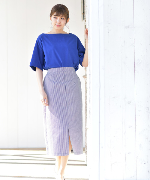 rps(アールピーエス)の「ヘビーコットンボートネックゆるT(Tシャツ/カットソー・レディース・ブルー系その他2/オフホワイト/ホワイト系その他2/ブラック/杢グレー/ブルー/ネイビー/チャコールグレー/ホワイト系その他3/キャメル・L/M)」の21枚目の写真