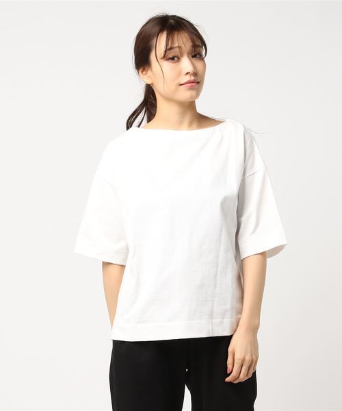 rps(アールピーエス)の「ヘビーコットンボートネックゆるT(Tシャツ/カットソー・レディース・ブルー系その他2/オフホワイト/ホワイト系その他2/ブラック/杢グレー/ブルー/ネイビー/チャコールグレー/ホワイト系その他3/キャメル・L/M)」の16枚目の写真