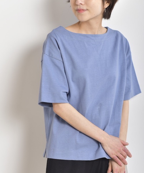 rps(アールピーエス)の「ヘビーコットンボートネックゆるT(Tシャツ/カットソー・レディース・ブルー系その他2/オフホワイト/ホワイト系その他2/ブラック/杢グレー/ブルー/ネイビー/チャコールグレー/ホワイト系その他3/キャメル・L/M)」の8枚目の写真