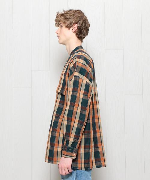 Kaptain Sunshine（キャプテン サンシャイン）の「＜KAPTAIN SUNSHINE＞CHECK BAND COLLAR SHIRT/シャツ.（シャツ/ブラウス・メンズ・ブラウン・40/38）」の3枚目の写真