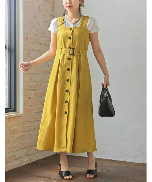 Re:EDIT（リエディ）の「麻混リネンタッチトレンチワンピース（ワンピース・レディース・オレンジ/ベージュ/マスタード/モカ/カーキ・LARGE/MEDIUM）」の5枚目の写真