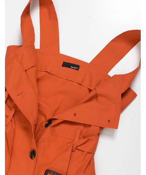 Re:EDIT（リエディ）の「麻混リネンタッチトレンチワンピース（ワンピース・レディース・オレンジ/ベージュ/マスタード/モカ/カーキ・LARGE/MEDIUM）」の11枚目の写真