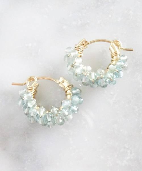 【marinaJEWELRY】14kgf/Apatite pave pierced earring（ピアス（両耳用））｜tone（トーン）