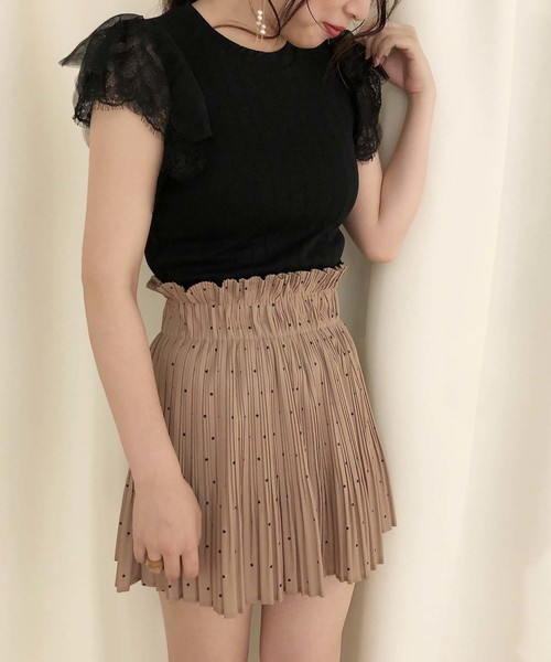 one after another NICE CLAUP(ワンアフターアナザーナイスクラップ)の「ドットのプリーツスカパン(スカート・レディース・ブラック/ベージュ/オフホワイト・FREE)」の7枚目の写真