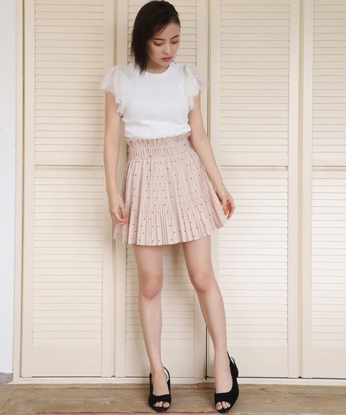one after another NICE CLAUP(ワンアフターアナザーナイスクラップ)の「ドットのプリーツスカパン(スカート・レディース・ブラック/ベージュ/オフホワイト・FREE)」の17枚目の写真