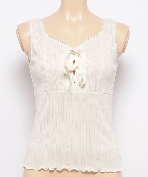 WEGO（ウィゴー）の「WEGO/パターンメッシュノースリーブトップス（タンクトップ・レディース・アイボリー/杢グレー・FREE）」の11枚目の写真