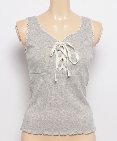 WEGO（ウィゴー）の「WEGO/パターンメッシュノースリーブトップス（タンクトップ・レディース・アイボリー/杢グレー・FREE）」の12枚目の写真