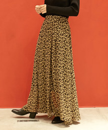 And A | And A レオパード柄 タック＆フレアロングスカート(スカート)