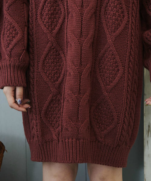 OLIVE des OLIVE(オリーブデオリーブ)の「【ケーブル柄シリーズ】ケーブルニットワンピース(ワンピース・レディース・ベージュ/ピンク系その他/キナリ・FREE)」の17枚目の写真