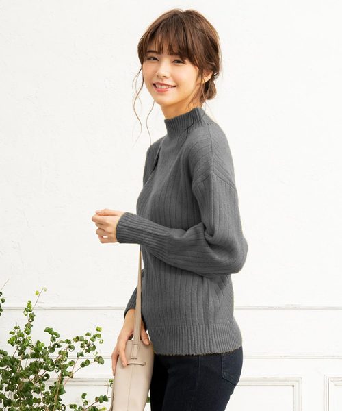 KOBE LETTUCE（コウベレタス）の「バルーンスリーブハイネックリブニットトップス＊レディース/セーター/モックネック[C3290]神戸レタス（ニット/セーター・レディース・チャコールグレー/ブラック/ベージュ/オフホワイト/マスタード/テラコッタ・FREE）」の20枚目の写真