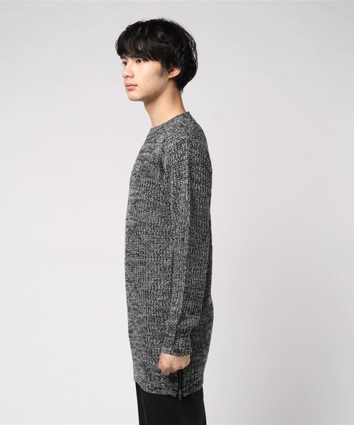 MinoriTY（マイノリティ）の「サイドＺＩＰ畦編みロング丈モックネックニット（ニット/セーター・メンズ・ブラック/レッド/杢グレー/ネイビー/アイボリー/カーキ・L/M）」の13枚目の写真