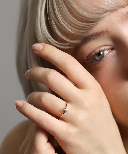 上品ダイヤ【MEJURI】ダイヤモンドオープンリング☆送料関税込 ピンクダイヤモンド リング 0.053ct FANCY INTENSE PURPLISH