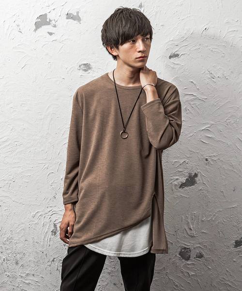 MinoriTY(マイノリティ)の「アシメトリーカットワークロンT(Tシャツ/カットソー・メンズ・イエロー/ネイビー/ホワイト/モカ/ブラック・L/M)」の4枚目の写真