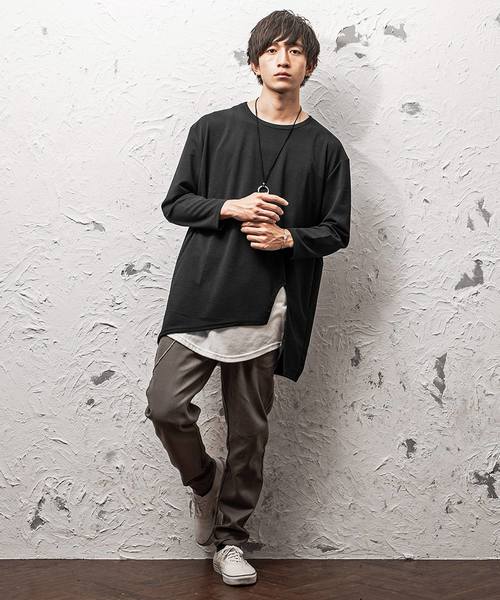 MinoriTY(マイノリティ)の「アシメトリーカットワークロンT(Tシャツ/カットソー・メンズ・イエロー/ネイビー/ホワイト/モカ/ブラック・L/M)」の15枚目の写真