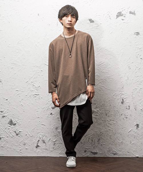MinoriTY(マイノリティ)の「アシメトリーカットワークロンT(Tシャツ/カットソー・メンズ・イエロー/ネイビー/ホワイト/モカ/ブラック・L/M)」の19枚目の写真