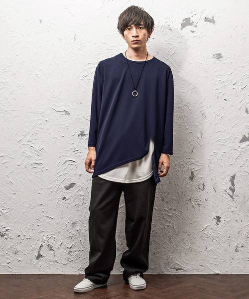 MinoriTY(マイノリティ)の「アシメトリーカットワークロンT(Tシャツ/カットソー・メンズ・イエロー/ネイビー/ホワイト/モカ/ブラック・L/M)」の17枚目の写真