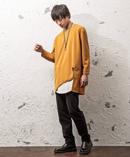 MinoriTY(マイノリティ)の「アシメトリーカットワークロンT(Tシャツ/カットソー・メンズ・イエロー/ネイビー/ホワイト/モカ/ブラック・L/M)」の11枚目の写真