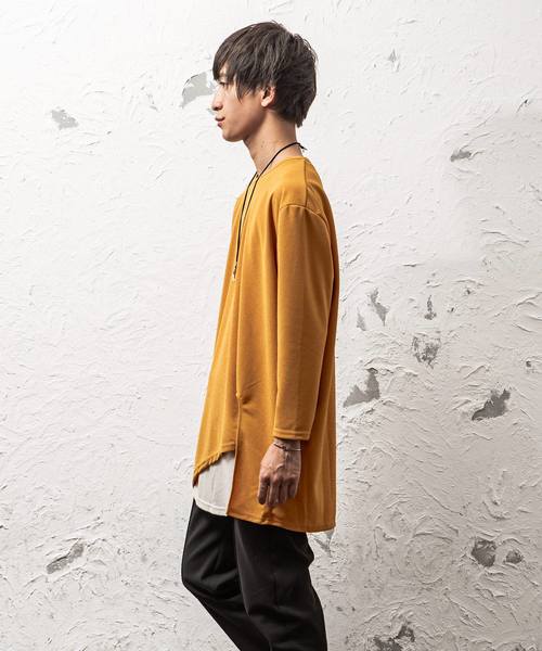 MinoriTY(マイノリティ)の「アシメトリーカットワークロンT(Tシャツ/カットソー・メンズ・イエロー/ネイビー/ホワイト/モカ/ブラック・L/M)」の6枚目の写真
