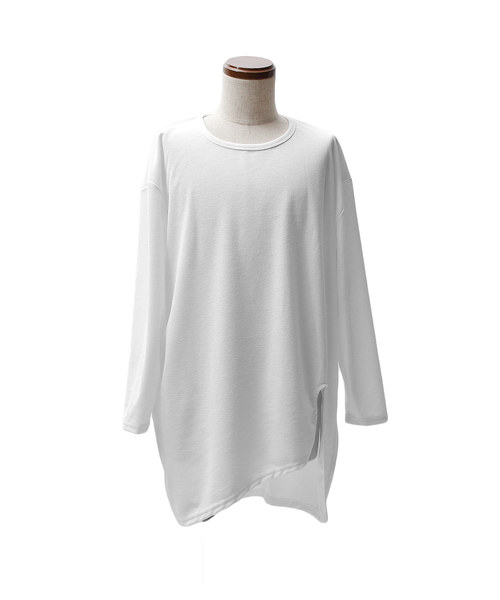 MinoriTY(マイノリティ)の「アシメトリーカットワークロンT(Tシャツ/カットソー・メンズ・イエロー/ネイビー/ホワイト/モカ/ブラック・L/M)」の10枚目の写真