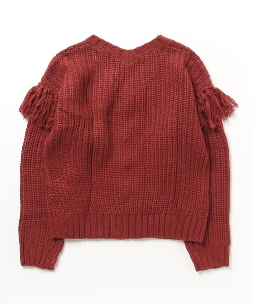 STYLEBLOCK（スタイルブロック）の「バルキーフリンジ付きケーブルニット（ニット/セーター・レディース・バーガンディー/アッシュグレー/ネイビー・M）」の4枚目の写真