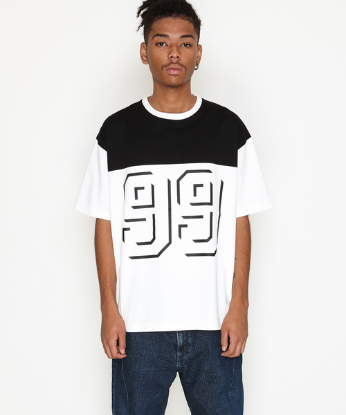 NUMBER (N)INE(ナンバーナイン)の「99_FOOTBALL T-SHIRT(Tシャツ/カットソー・メンズ・ホワイト/ブラック/ホワイト×ブラック・2/4/3)」の2枚目の写真