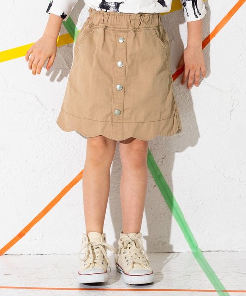 apres les cours（アプレレクール）の「スカラップスカート（スカート・キッズ・ネイビー/ベージュ・110/90/120/140/130/100）」の2枚目の写真