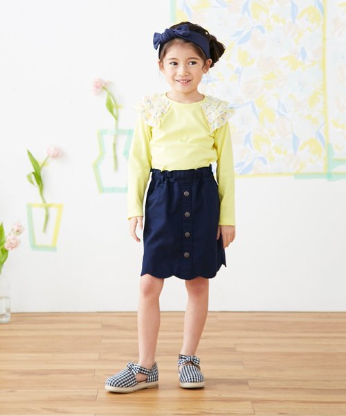 apres les cours（アプレレクール）の「スカラップスカート（スカート・キッズ・ネイビー/ベージュ・110/90/120/140/130/100）」の13枚目の写真