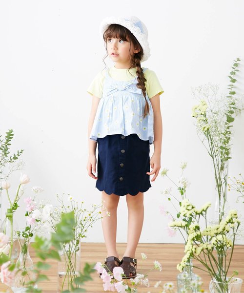 apres les cours（アプレレクール）の「スカラップスカート（スカート・キッズ・ネイビー/ベージュ・110/90/120/140/130/100）」の3枚目の写真