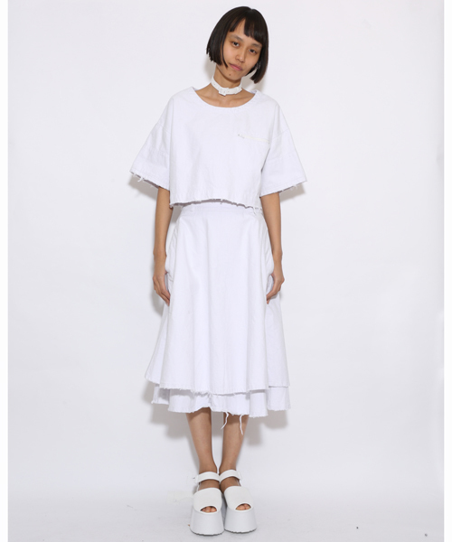 i(アイ)の「クラッシュスカート(スカート・レディース・ホワイト/ブラック・フリ-)」の3枚目の写真