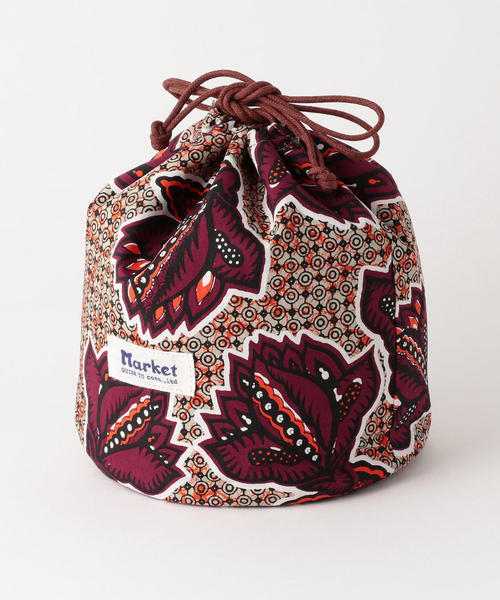 coen（コーエン）の「バティックプリントキンチャク（巾着）（ショルダーバッグ・レディース・レッド/ケリー・FREE）」の3枚目の写真