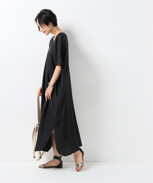 JOURNAL STANDARD リネンハーフスリーブマキシフレアワンピース JOURNAL STANDARD（ジャーナルスタンダード）の「□《追加