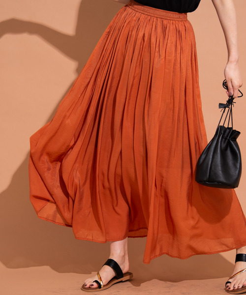 Aunt Marie's（アントマリーズ）の「AUNT MARIE'S ギャザーロングスカート（スカート・レディース・ブラック/ベージュ/オレンジ/ブルー・FREE）」の4枚目の写真