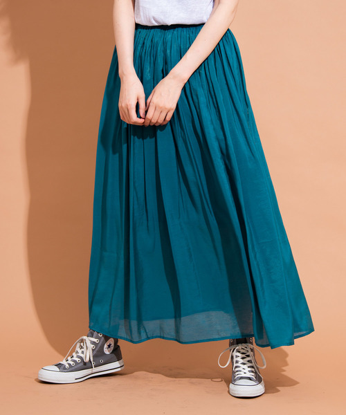 Aunt Marie's（アントマリーズ）の「AUNT MARIE'S ギャザーロングスカート（スカート・レディース・ブラック/ベージュ/オレンジ/ブルー・FREE）」の3枚目の写真