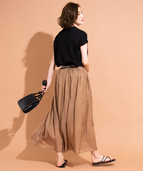 Aunt Marie's（アントマリーズ）の「AUNT MARIE'S ギャザーロングスカート（スカート・レディース・ブラック/ベージュ/オレンジ/ブルー・FREE）」の5枚目の写真