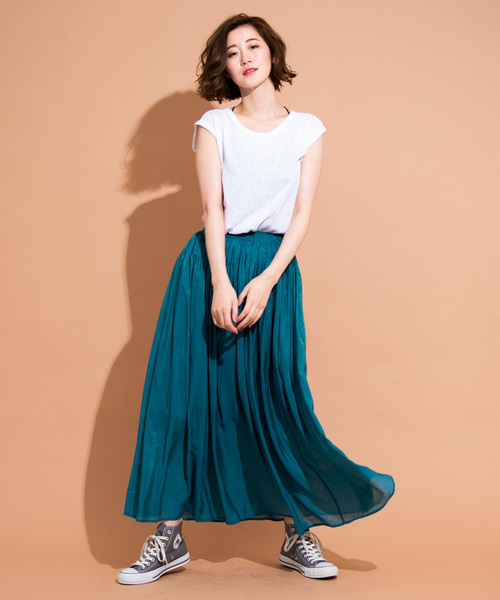 Aunt Marie's（アントマリーズ）の「AUNT MARIE'S ギャザーロングスカート（スカート・レディース・ブラック/ベージュ/オレンジ/ブルー・FREE）」の10枚目の写真