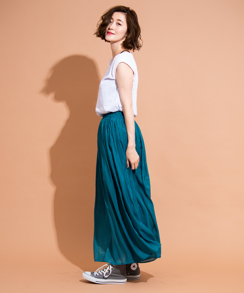 Aunt Marie's（アントマリーズ）の「AUNT MARIE'S ギャザーロングスカート（スカート・レディース・ブラック/ベージュ/オレンジ/ブルー・FREE）」の19枚目の写真