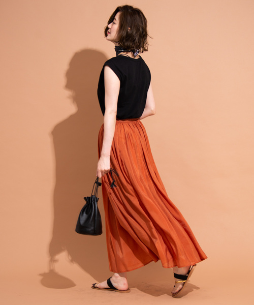 Aunt Marie's（アントマリーズ）の「AUNT MARIE'S ギャザーロングスカート（スカート・レディース・ブラック/ベージュ/オレンジ/ブルー・FREE）」の15枚目の写真