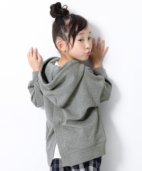 devirock(デビロック)の「スウェットバックスリットチュニック丈プルパーカー(パーカー・キッズ・ライトブラウン/杢グレー/パープル系その他/スミクロ・110cm/100cm/120cm/130cm/140cm/150cm/160cm)」の3枚目の写真