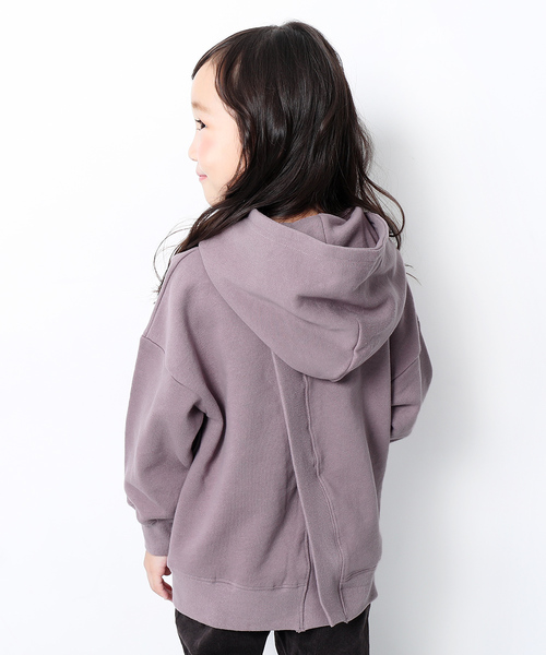 devirock(デビロック)の「スウェットバックスリットチュニック丈プルパーカー(パーカー・キッズ・ライトブラウン/杢グレー/パープル系その他/スミクロ・110cm/100cm/120cm/130cm/140cm/150cm/160cm)」の4枚目の写真