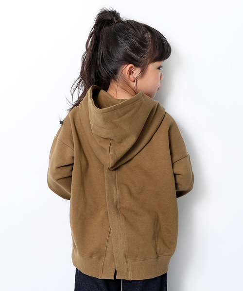 devirock(デビロック)の「スウェットバックスリットチュニック丈プルパーカー(パーカー・キッズ・ライトブラウン/杢グレー/パープル系その他/スミクロ・110cm/100cm/120cm/130cm/140cm/150cm/160cm)」の1枚目の写真