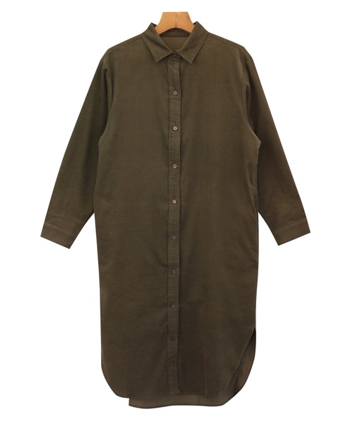 コーデュロイ長袖シャツワンピース（シャツワンピース）｜andme