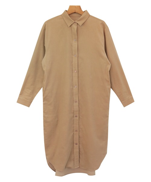 コーデュロイ長袖シャツワンピース（シャツワンピース）｜andme