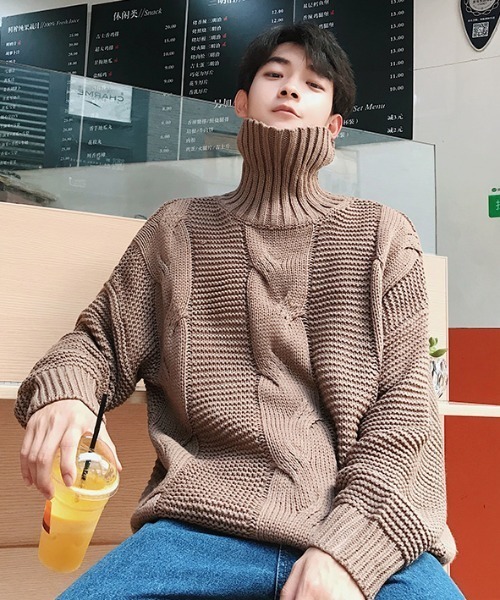 MGV（エムジーヴィー）の「【MGV】ケーブル×ラーベン編みハイネックプルオーバーニット（ニット/セーター・メンズ・ホワイト/ブラック/キャメル・MEDIUM/LARGE/X-LARGE/XX-LARGE）」の17枚目の写真